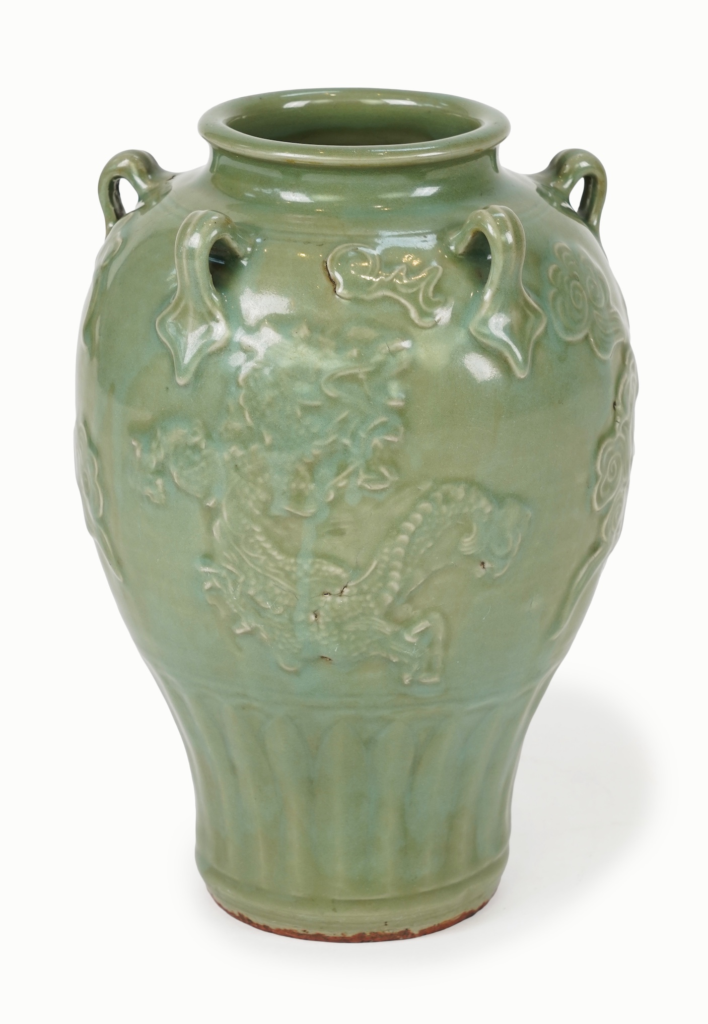 A Chinese Longquan style celadon vase